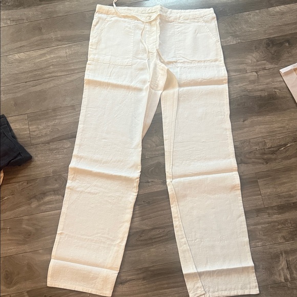 LONDONJEAN Pants - LONDONJEAN Cream Linen Trousers